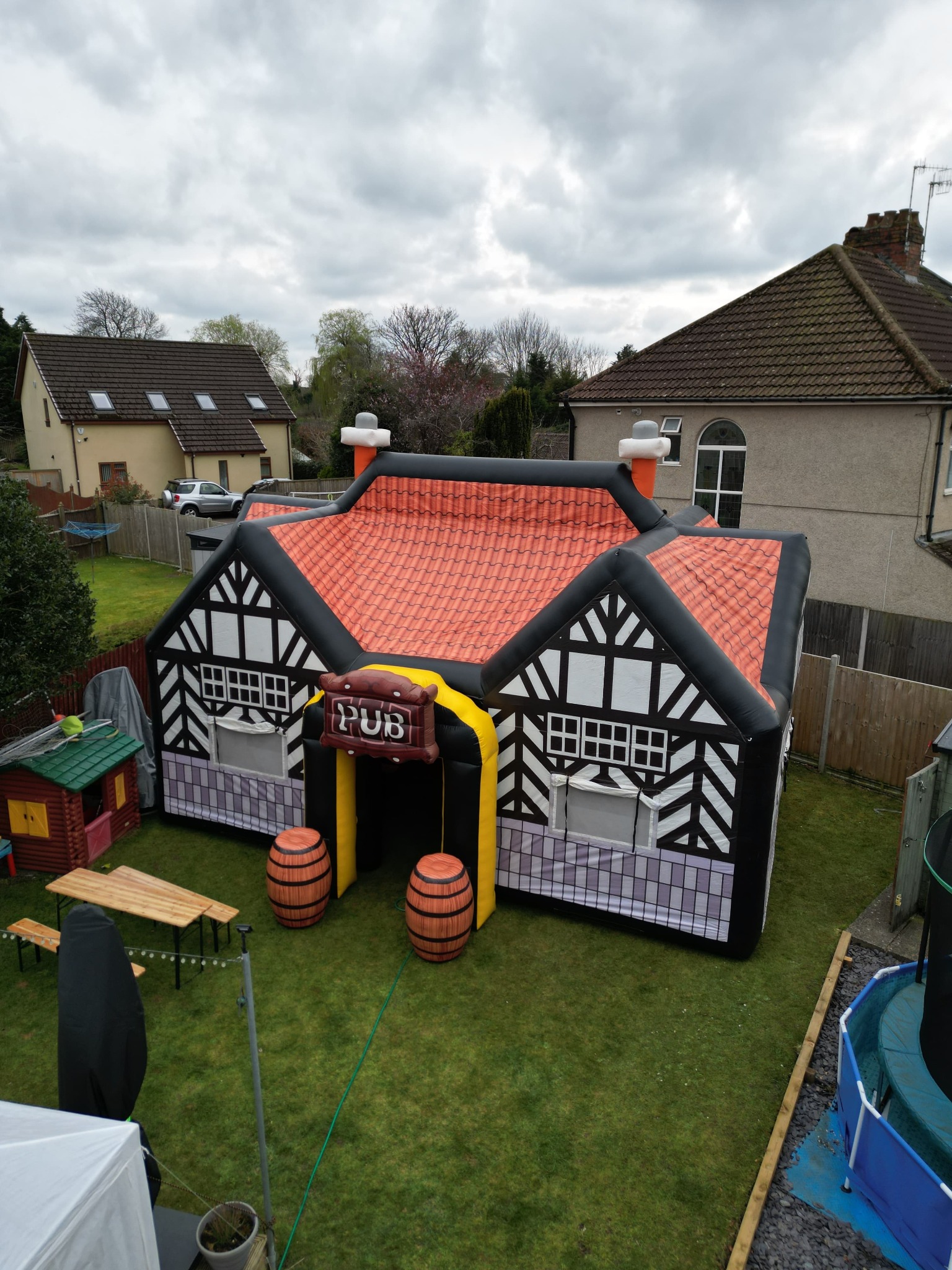 The genuine Hog's Head inflatable pub viewed from above